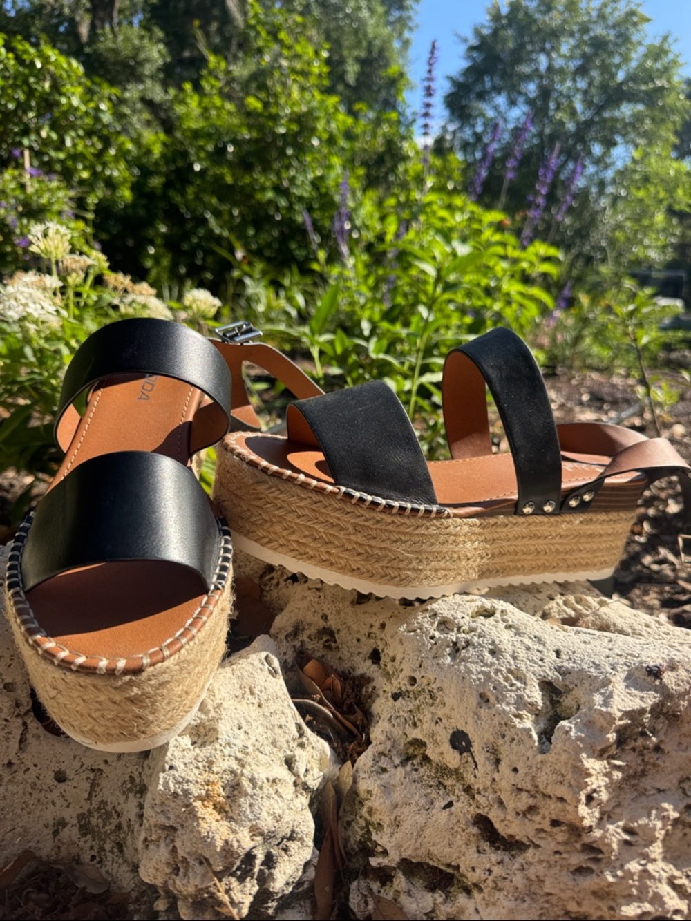 Soda Black Espadrille Platform Sandals - never been worn